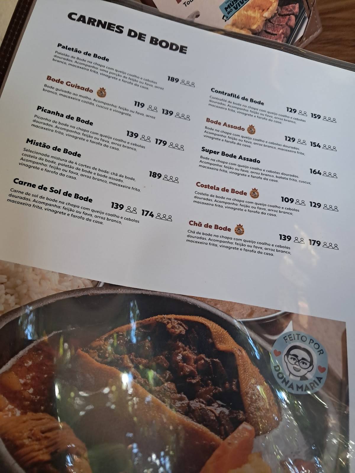 Bode do Nô Boa Viagem cardápio