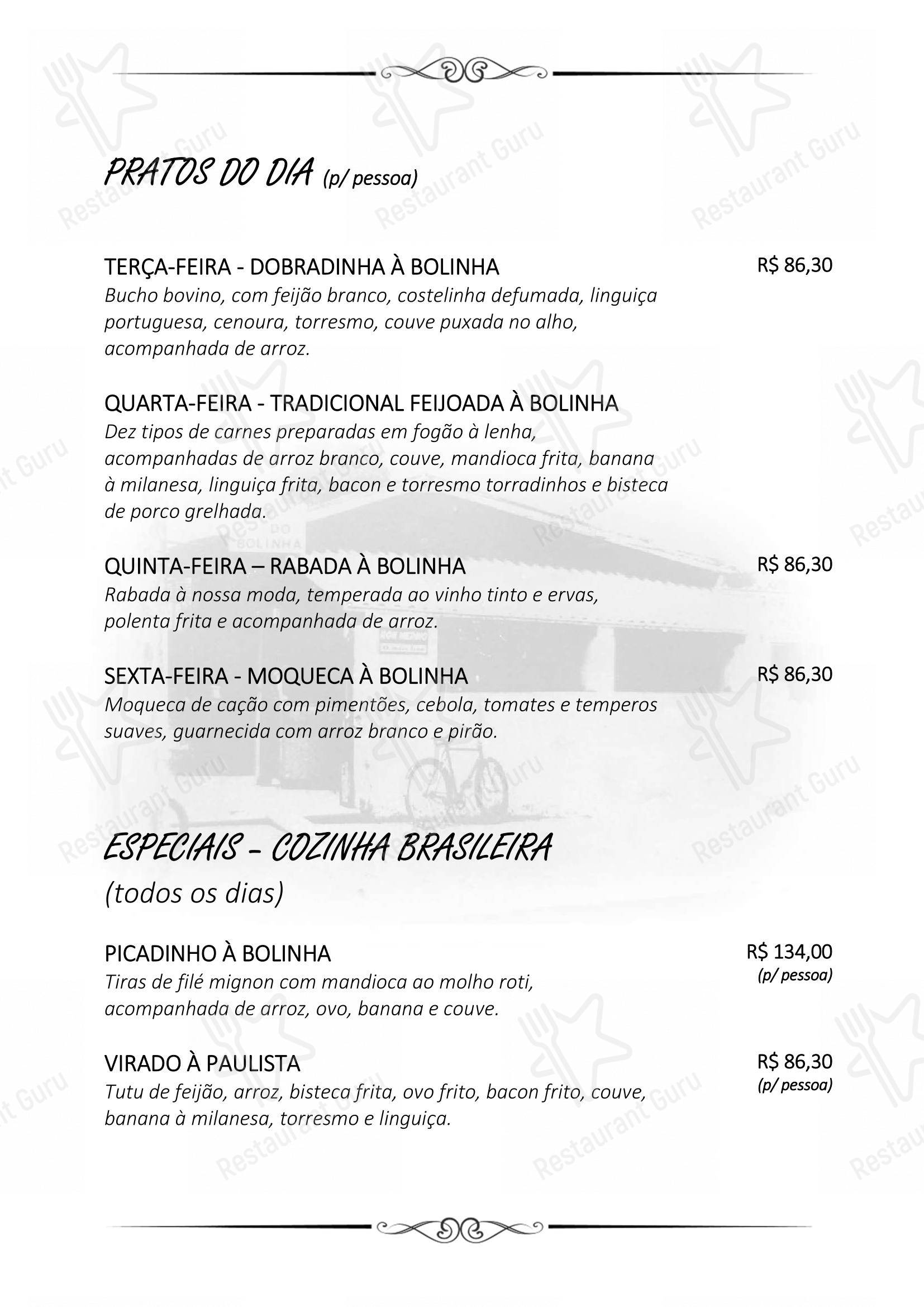 Bolinha Restaurante - Menu bar