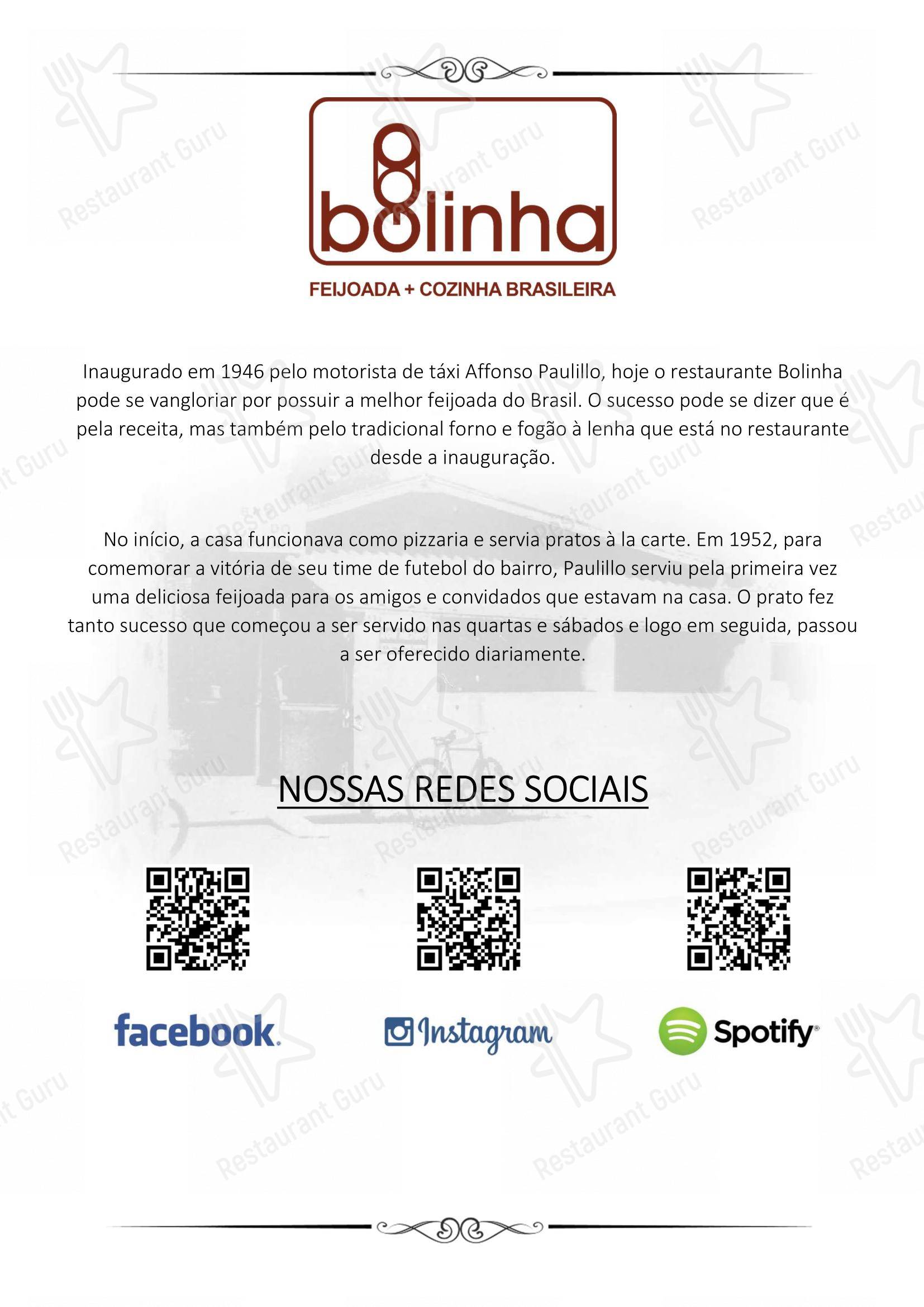 Menu bar para Bolinha Restaurante restaurante