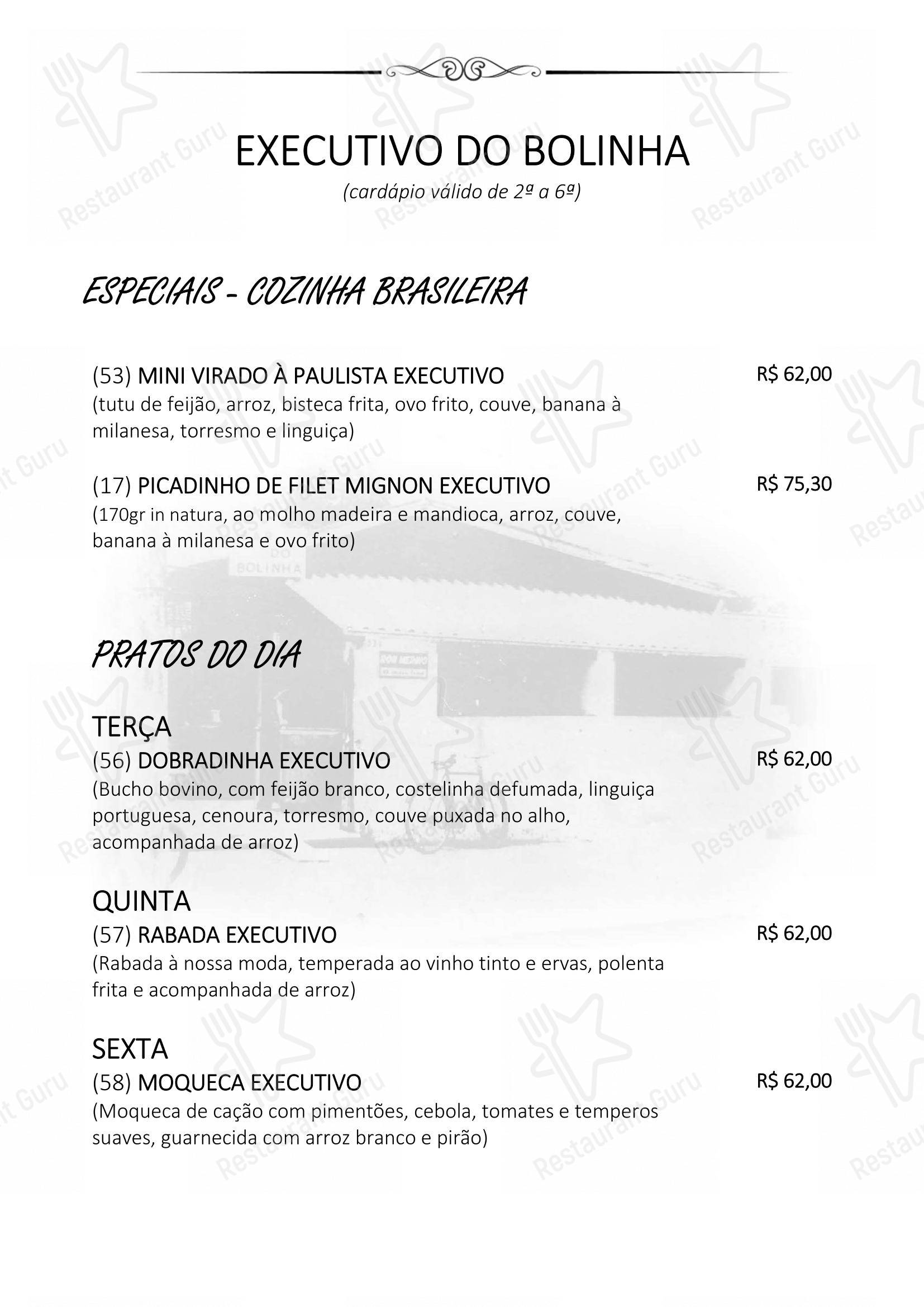 Основное меню para Bolinha Restaurante restaurante