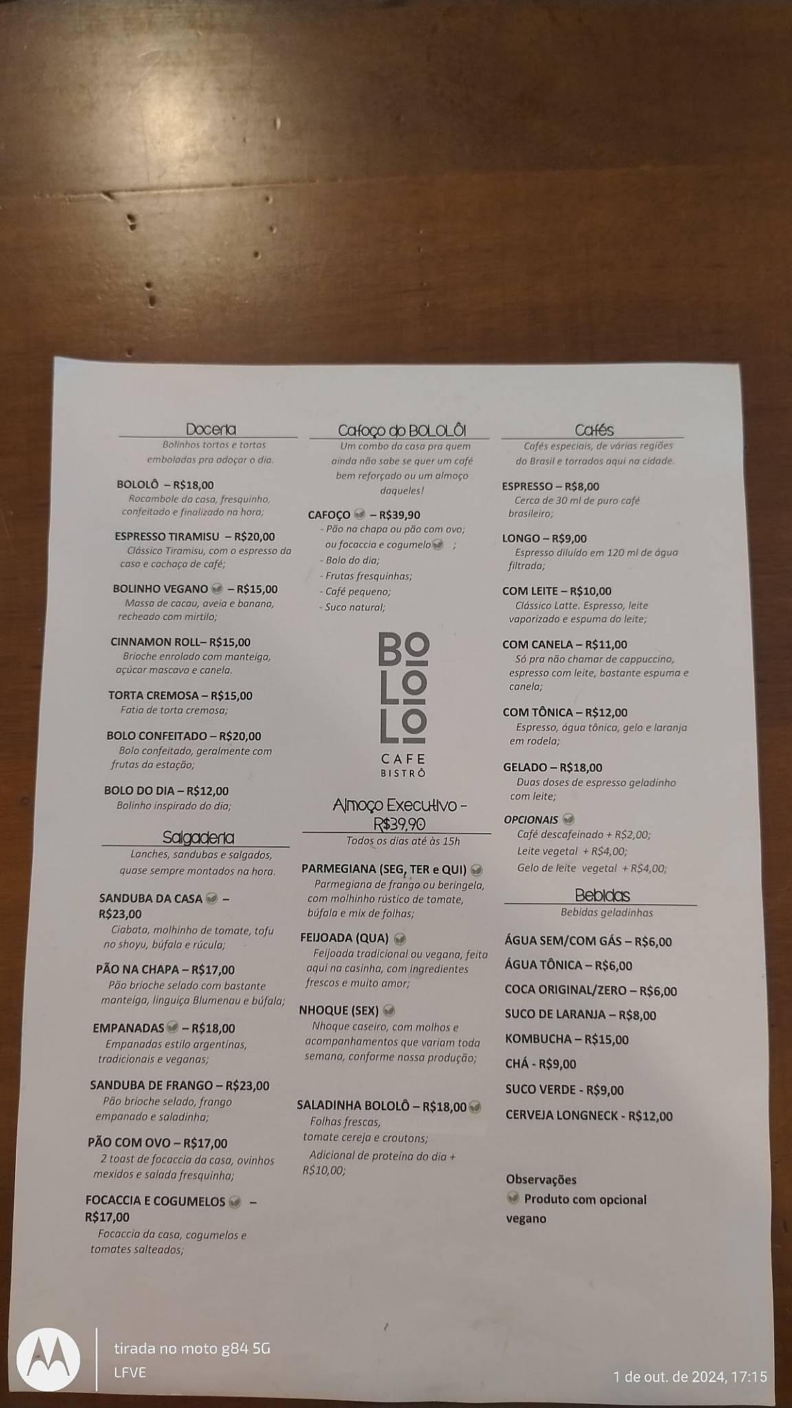 Bololô Café cardápio