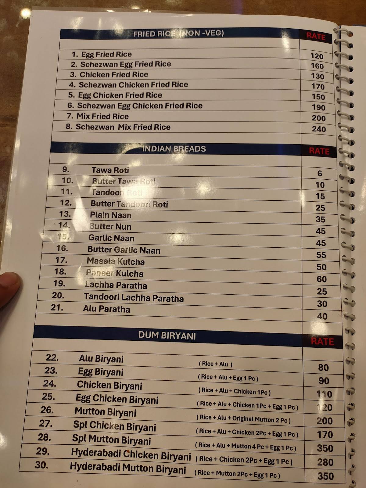 TANDOORI KNIGHTS menu