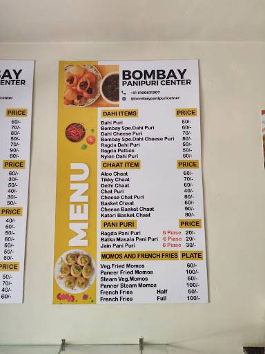 Bombay Panipuri Center Nadiad menu