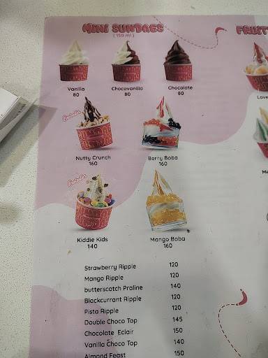 Boomerang Ice Cream menu