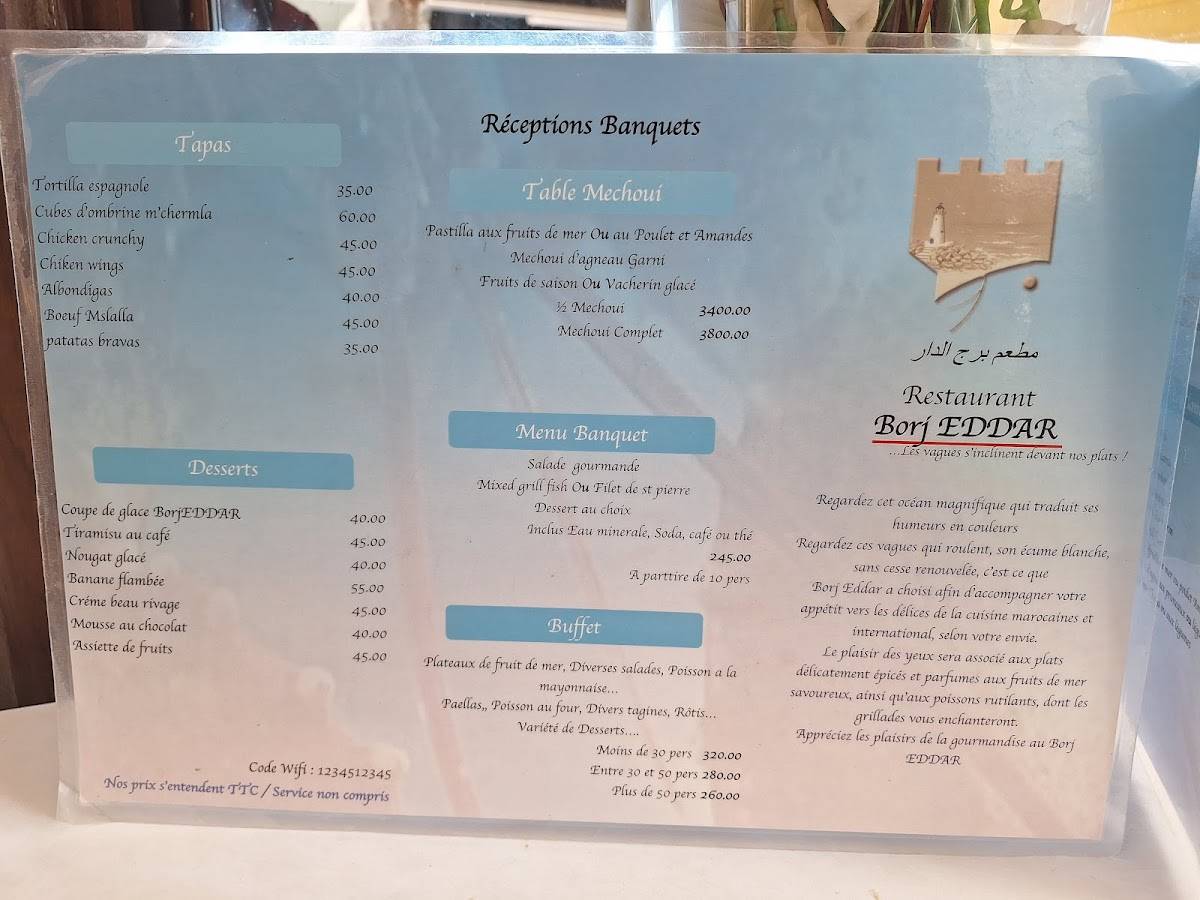 Menu de Borj Eddar
