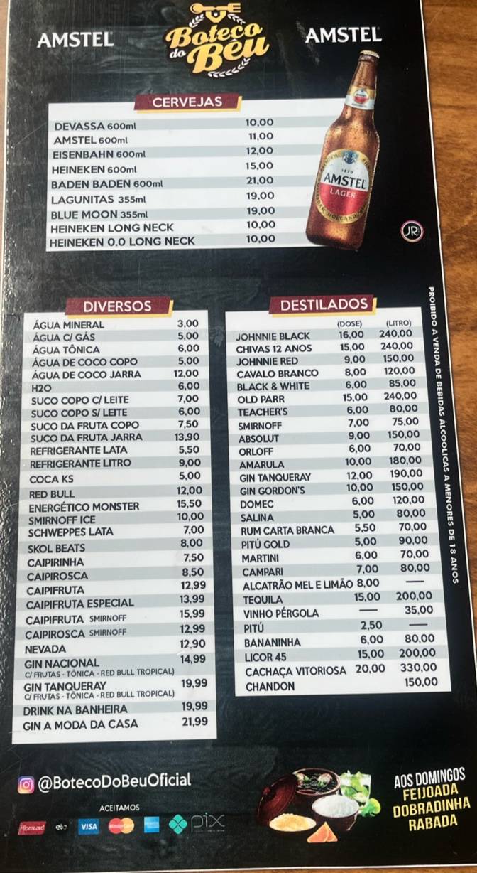 Boteco do Bêu - @botecodobeu cardápio