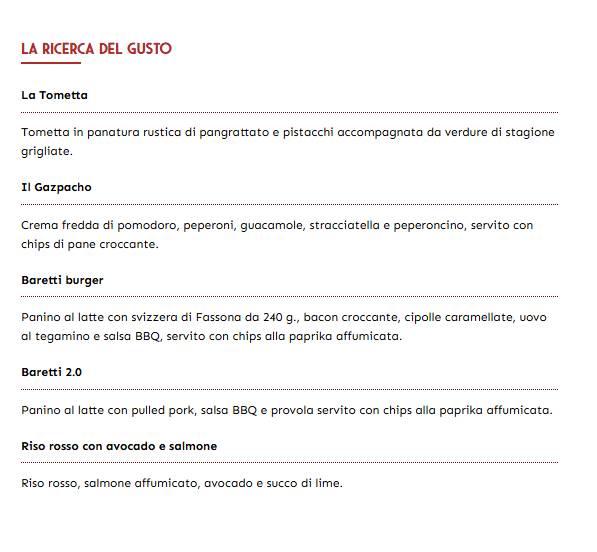 Menu di Bottega Baretti 