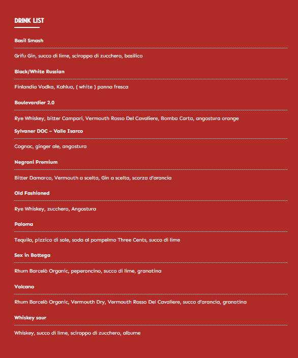 Menu di Bottega Baretti 