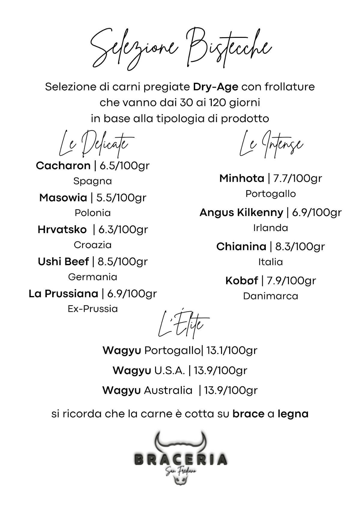 Menu di Braceria San Frediano 