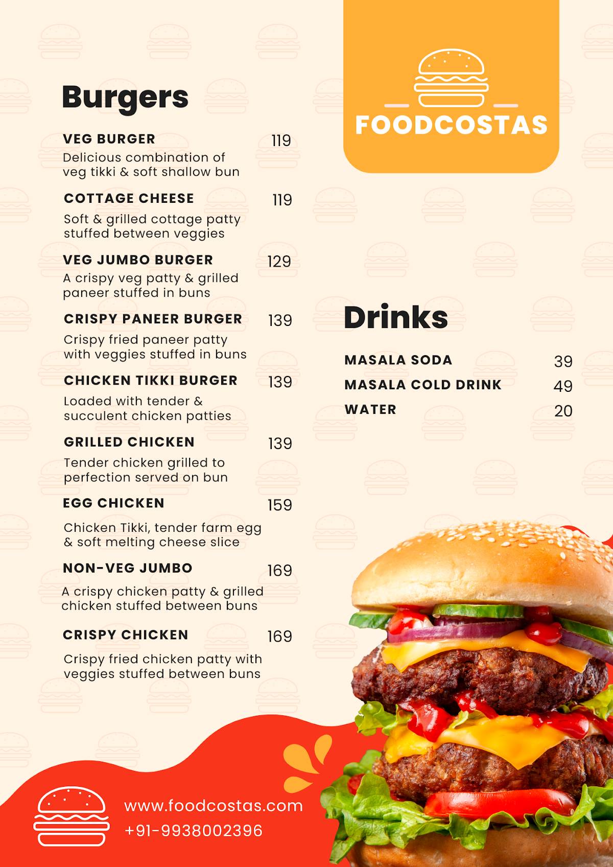 Foodcostas menu