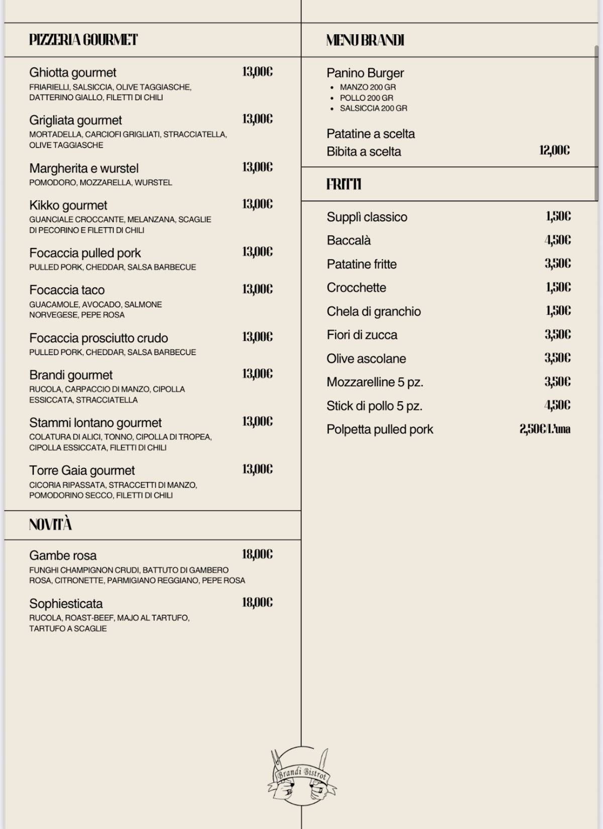 Menu di Brandi Bistrot 
