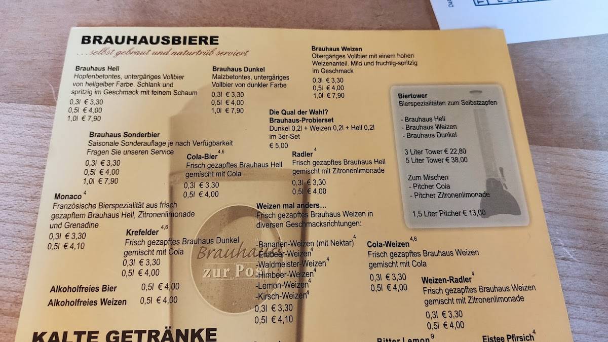 Speisekarte von Brauhaus zur Post pub & Bar, Frankenthal (Pfalz)