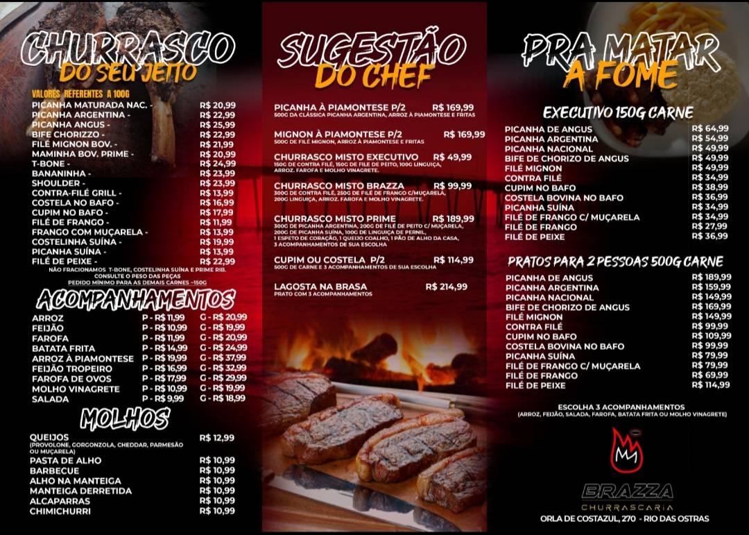 Brazza Churrascaria cardápio