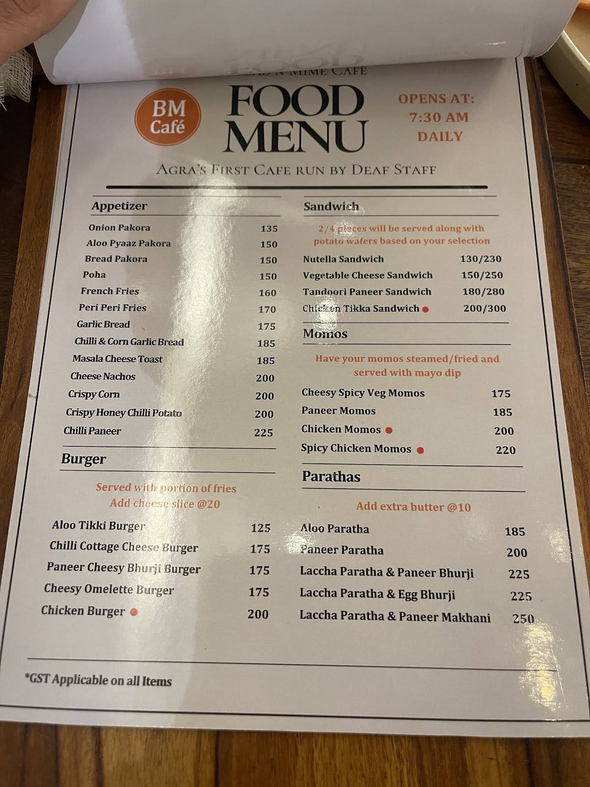 Bread n Mime Café menu