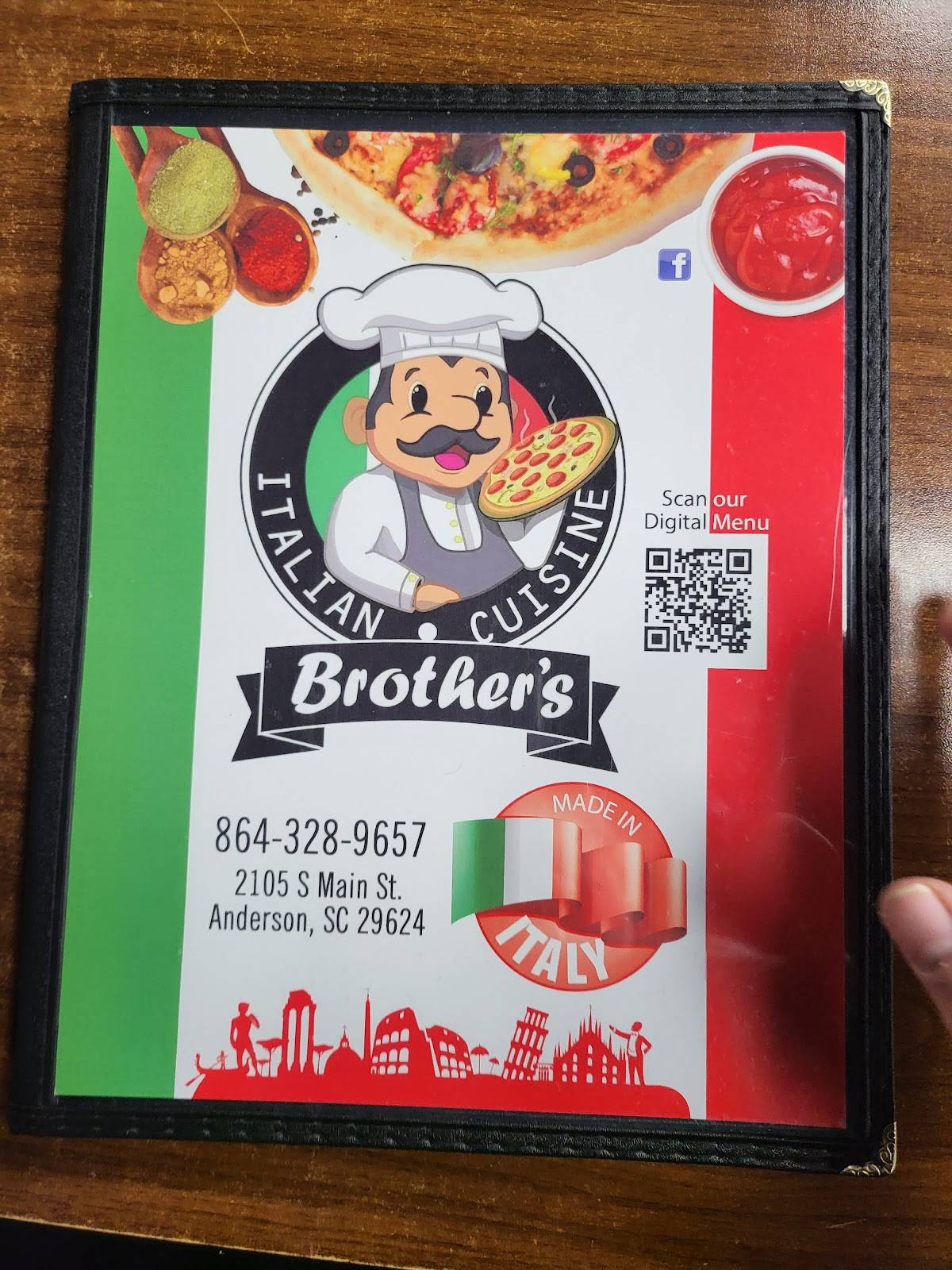 Menu at Brothers Italian Cuisine restaurant, Anderson