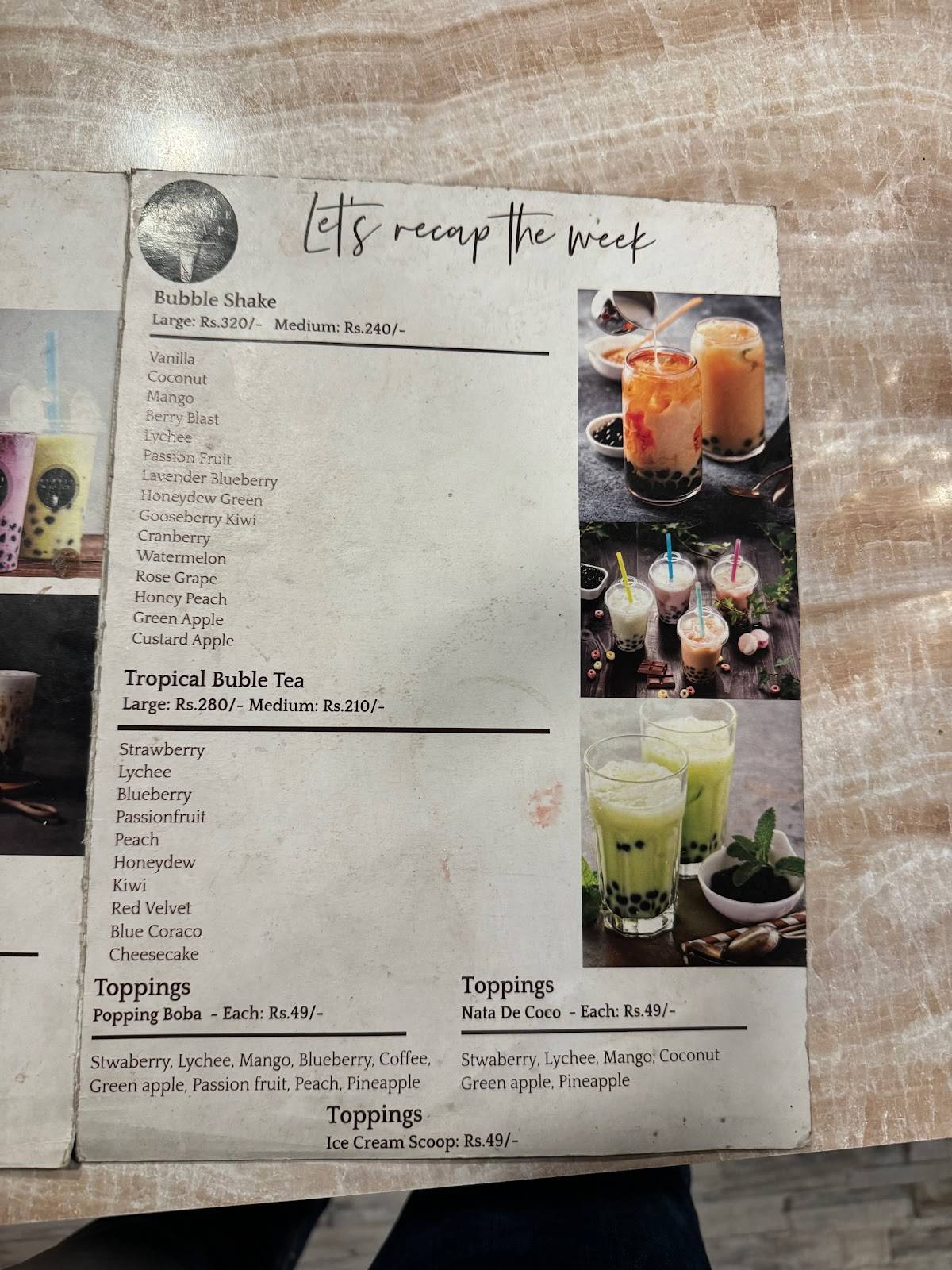 Bubble Recàp menu