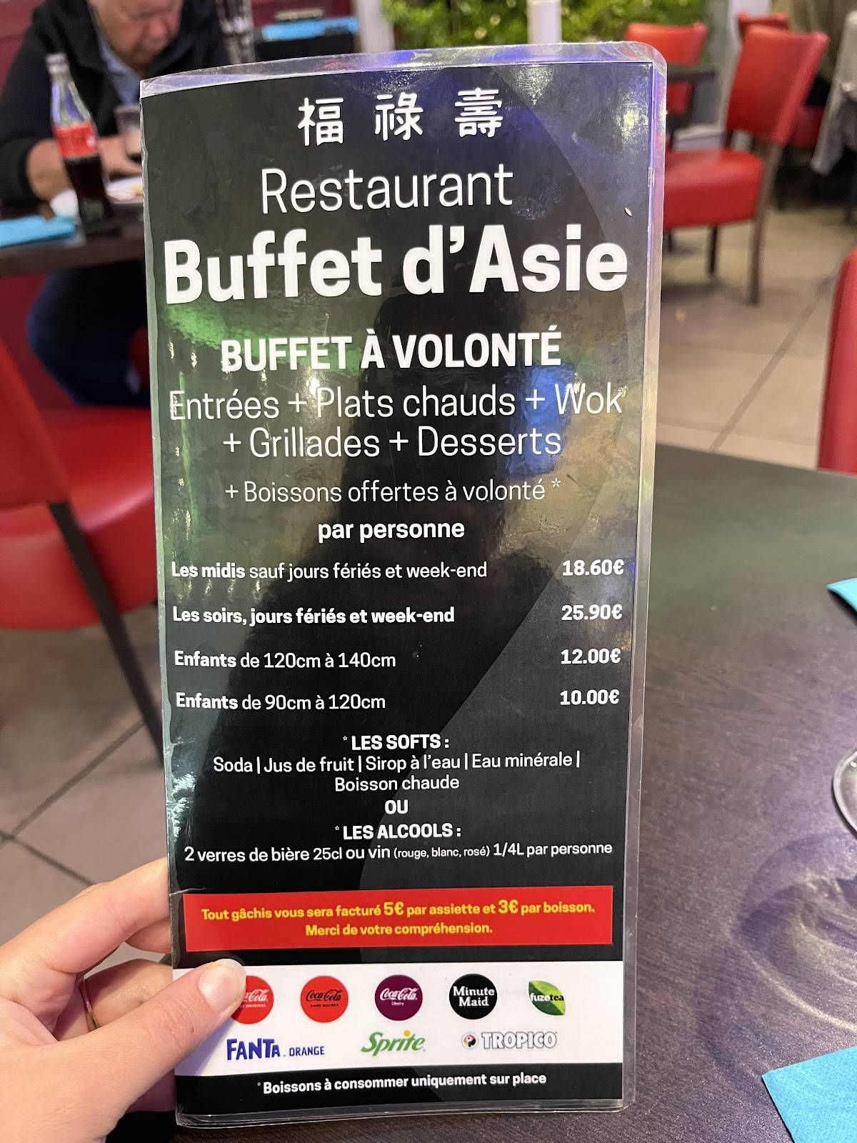 Menu de Restaurant Buffet d'Asie Rochefort