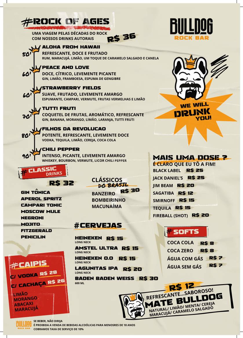Bulldog Rock Bar cardápio