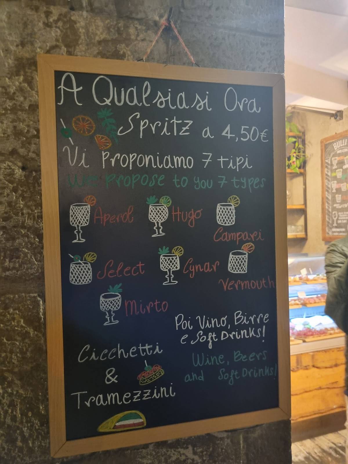 Menu di Bulli & Balene - Spritz e Cicchetti 