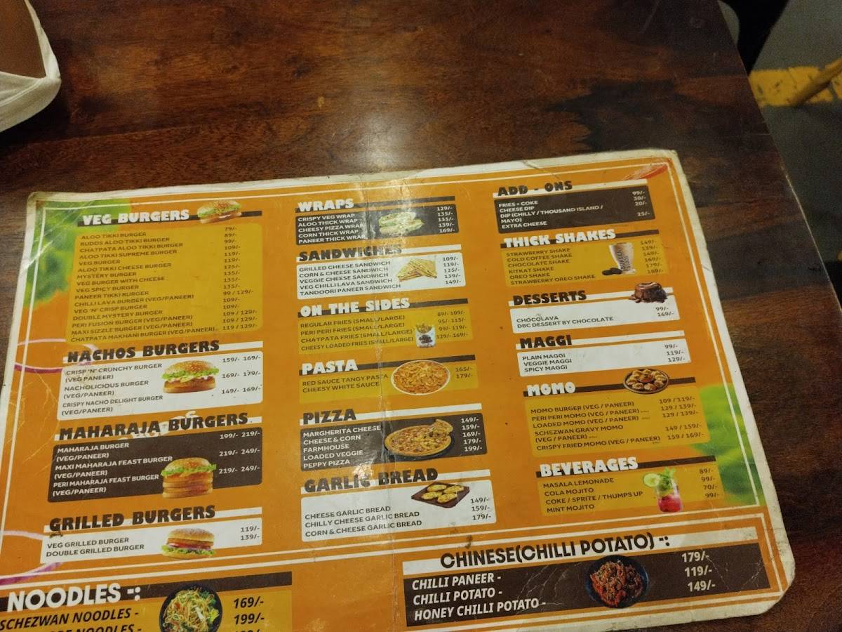 Burger Budds menu