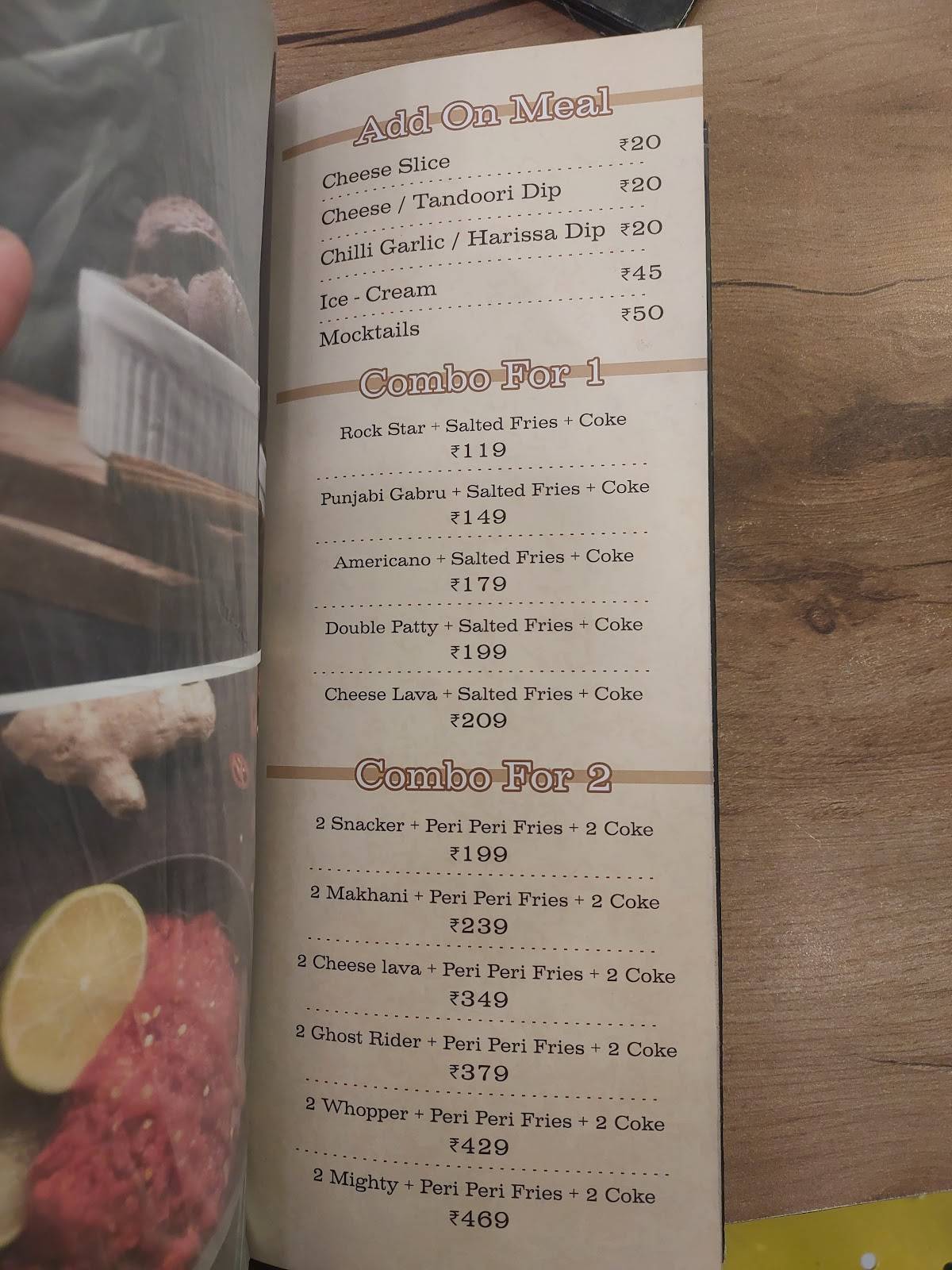 Burger King menu