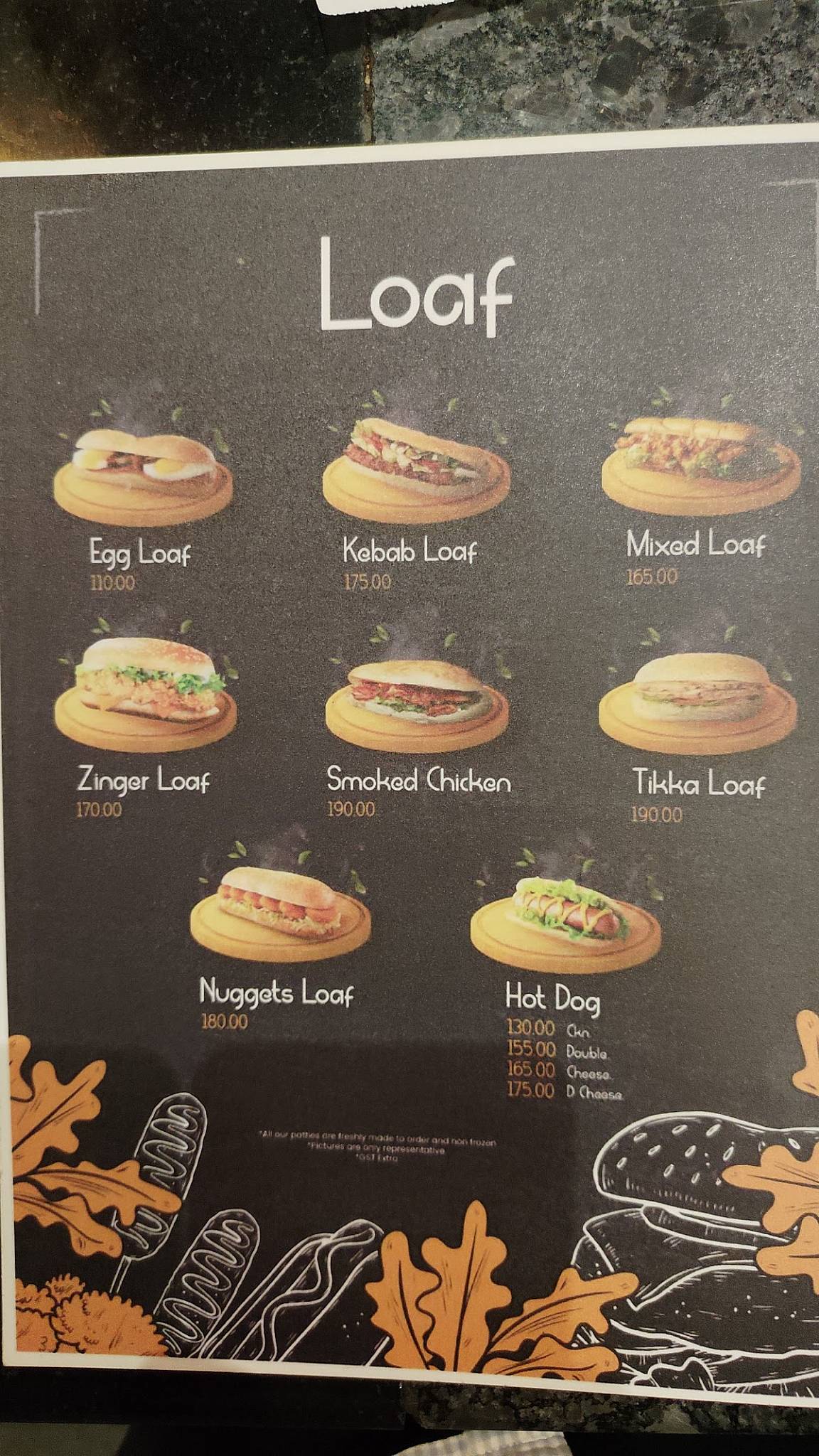 Burger Lounge menu