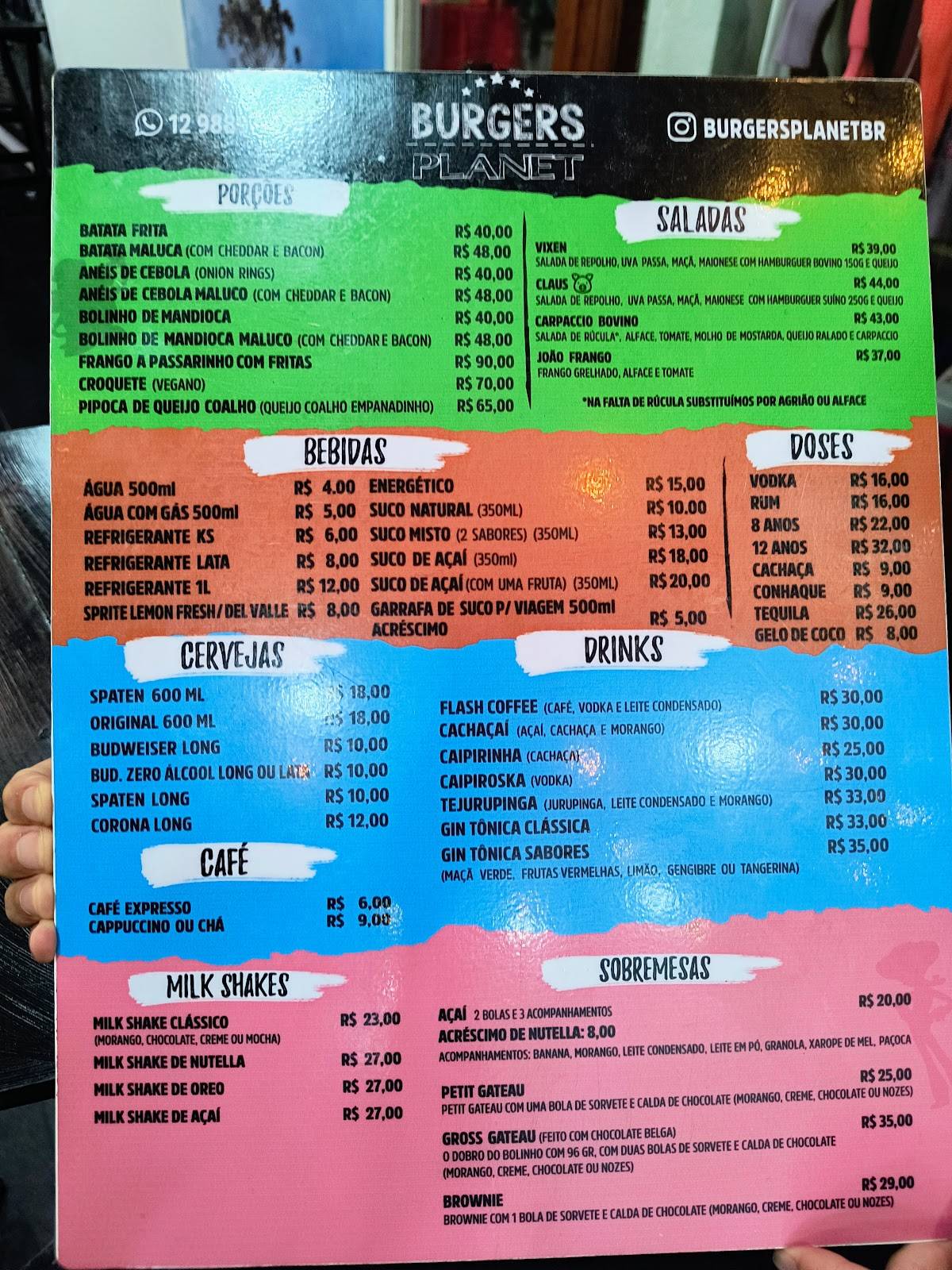 Burgers Planet Campos Do Jordão cardápio