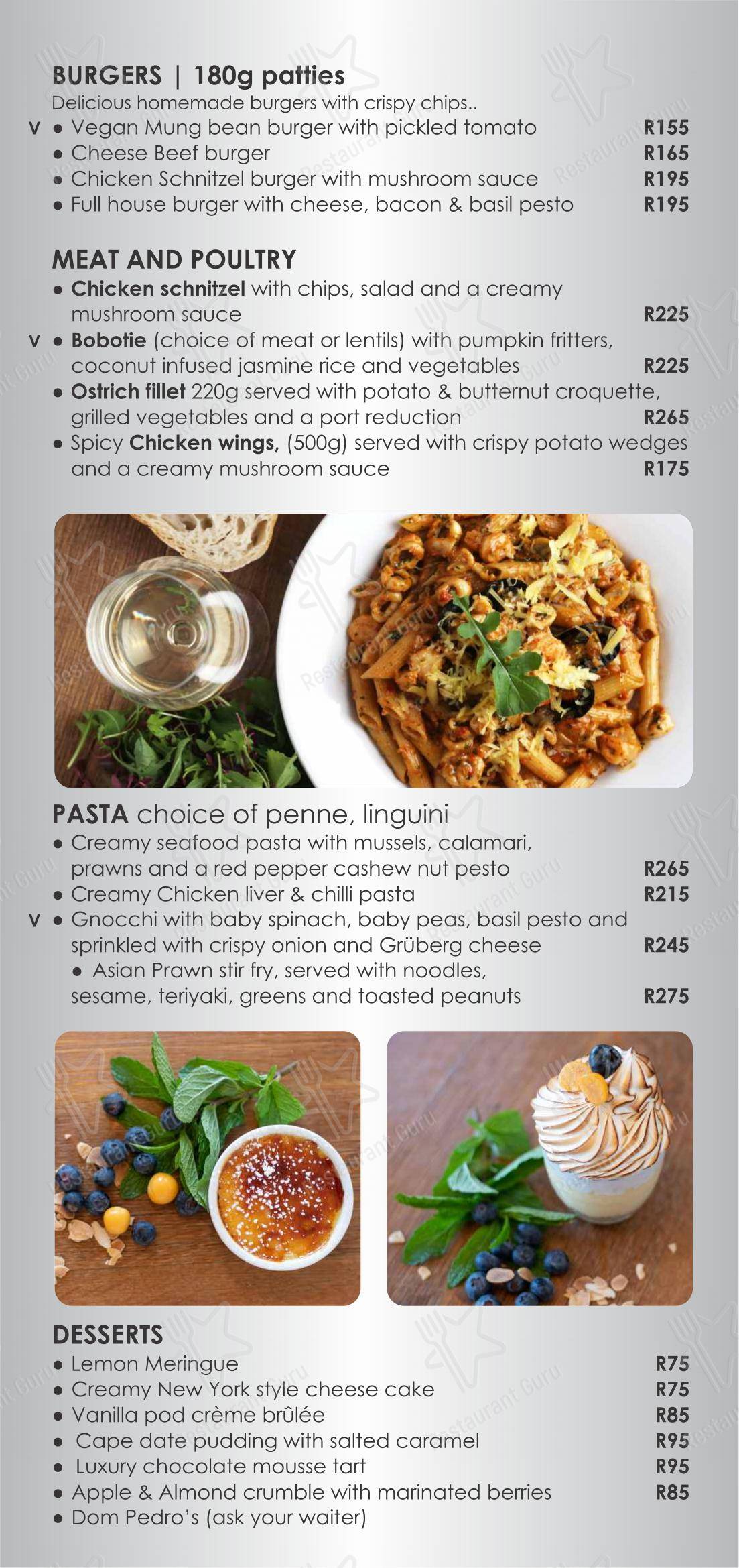 Menu pour Burgundy Restaurant - Коктейльная карта