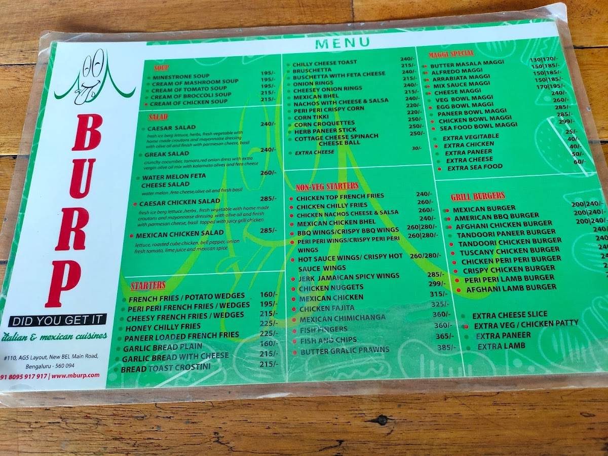 Burp menu