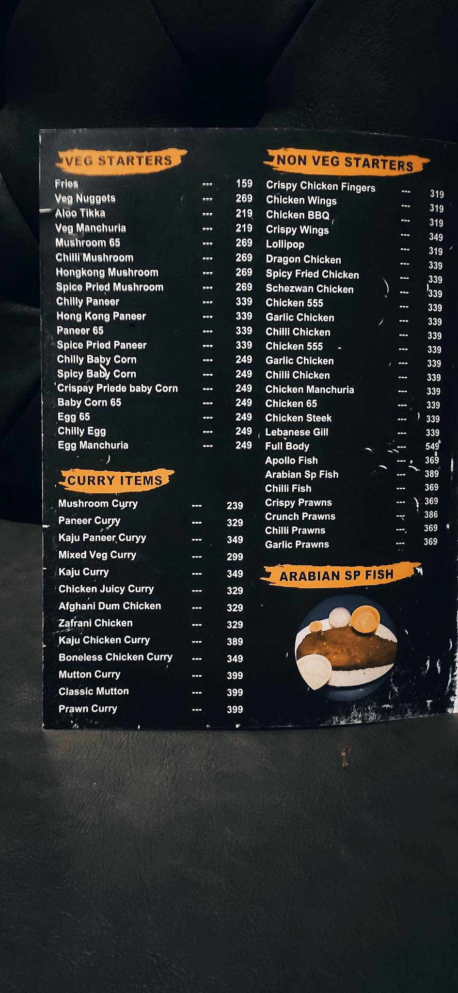 CASTLE “MANDI” ARABIC RESTAURANT menu