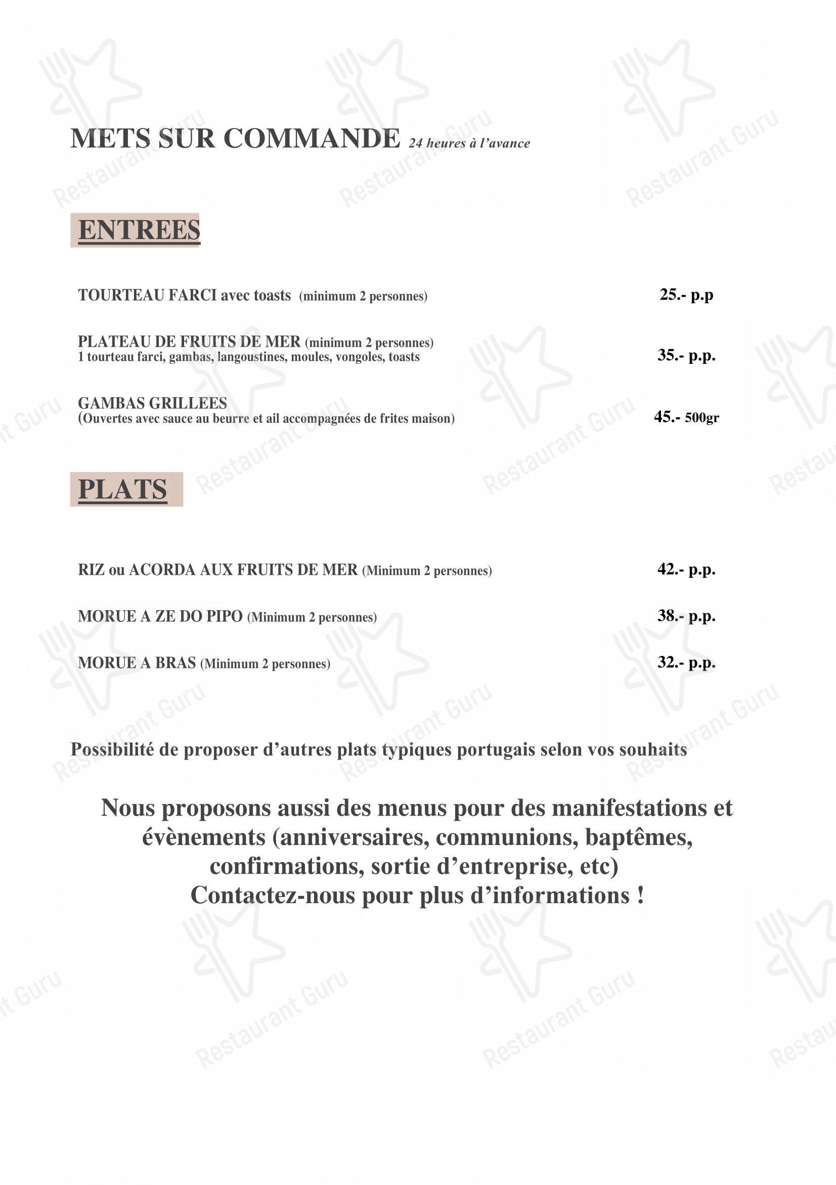 菜单 per Café-Restaurant CHEZ BEPA ristorante