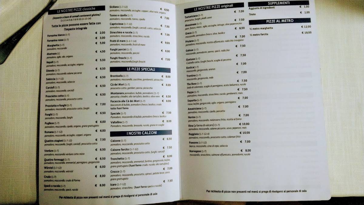 Menu di Ca' Dei Mori 