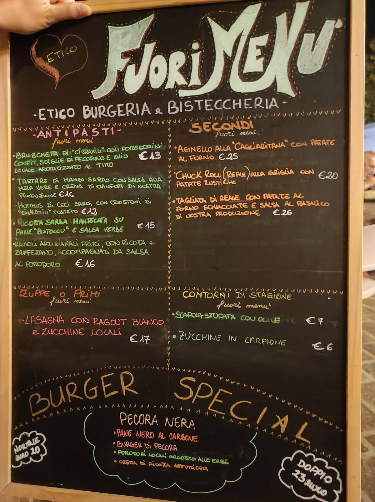 Menu di Etico Ristorante - Burgeria e Bisteccheria 