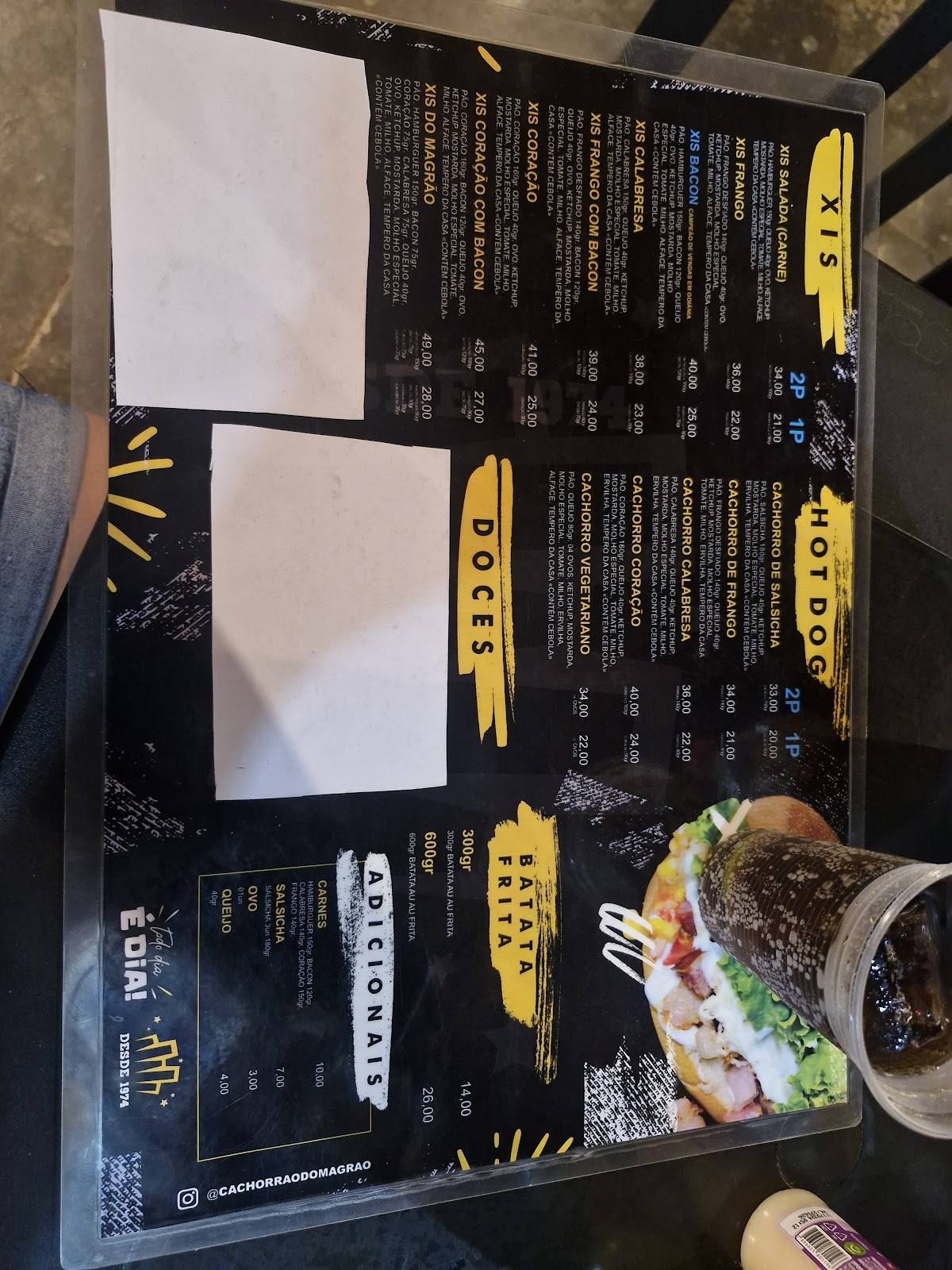 Cachorrão do Magrão cardápio