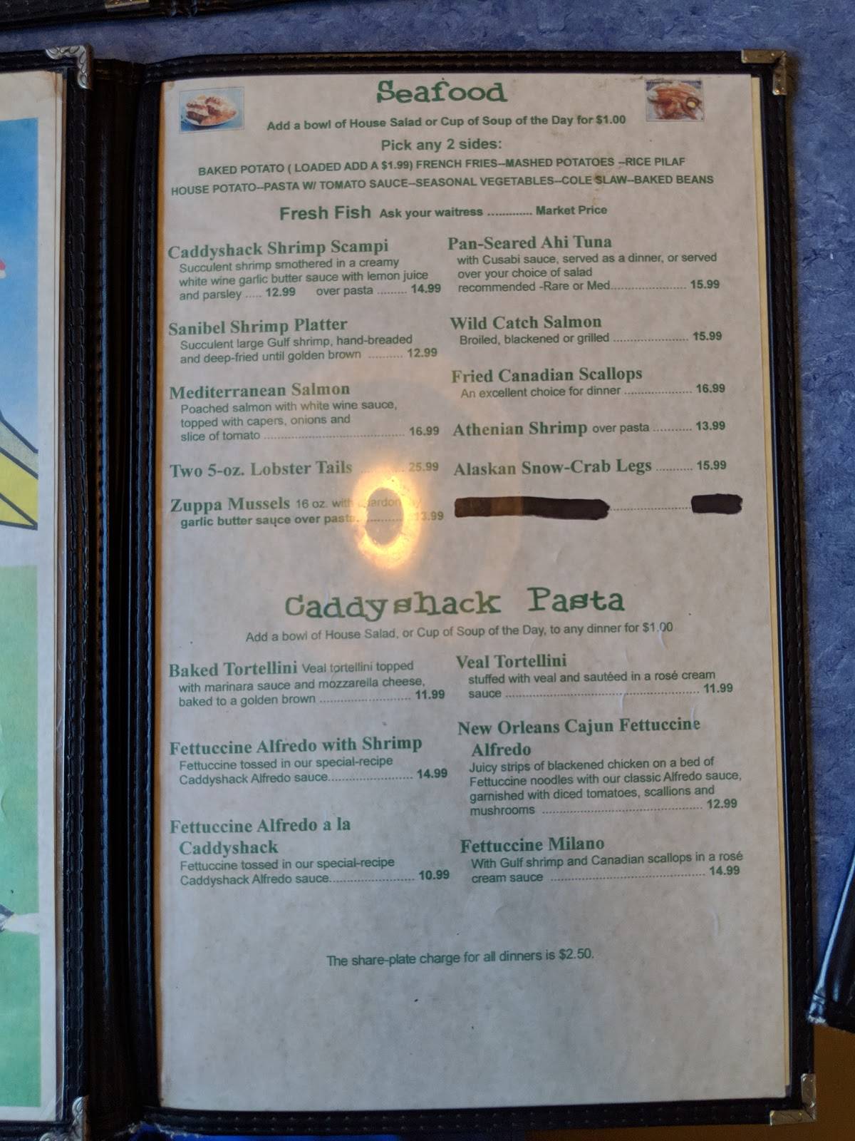 Menu at Caddyshack Bar & Grill, Sebring