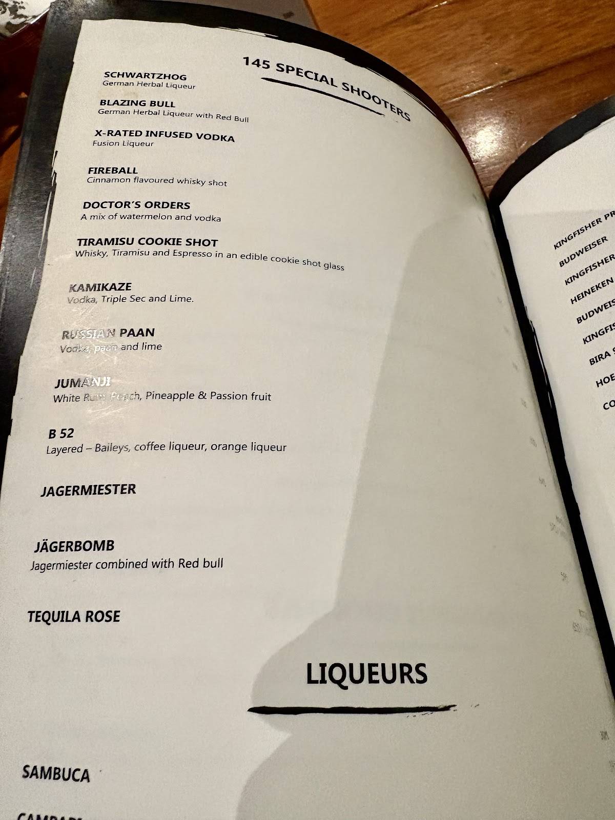 145 Bandra menu
