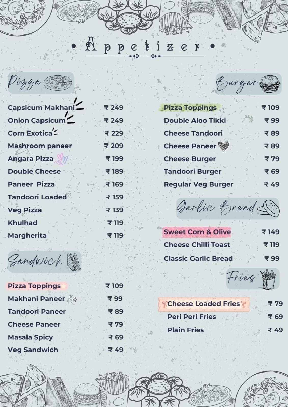 Alora Cafe & Restaurant menu