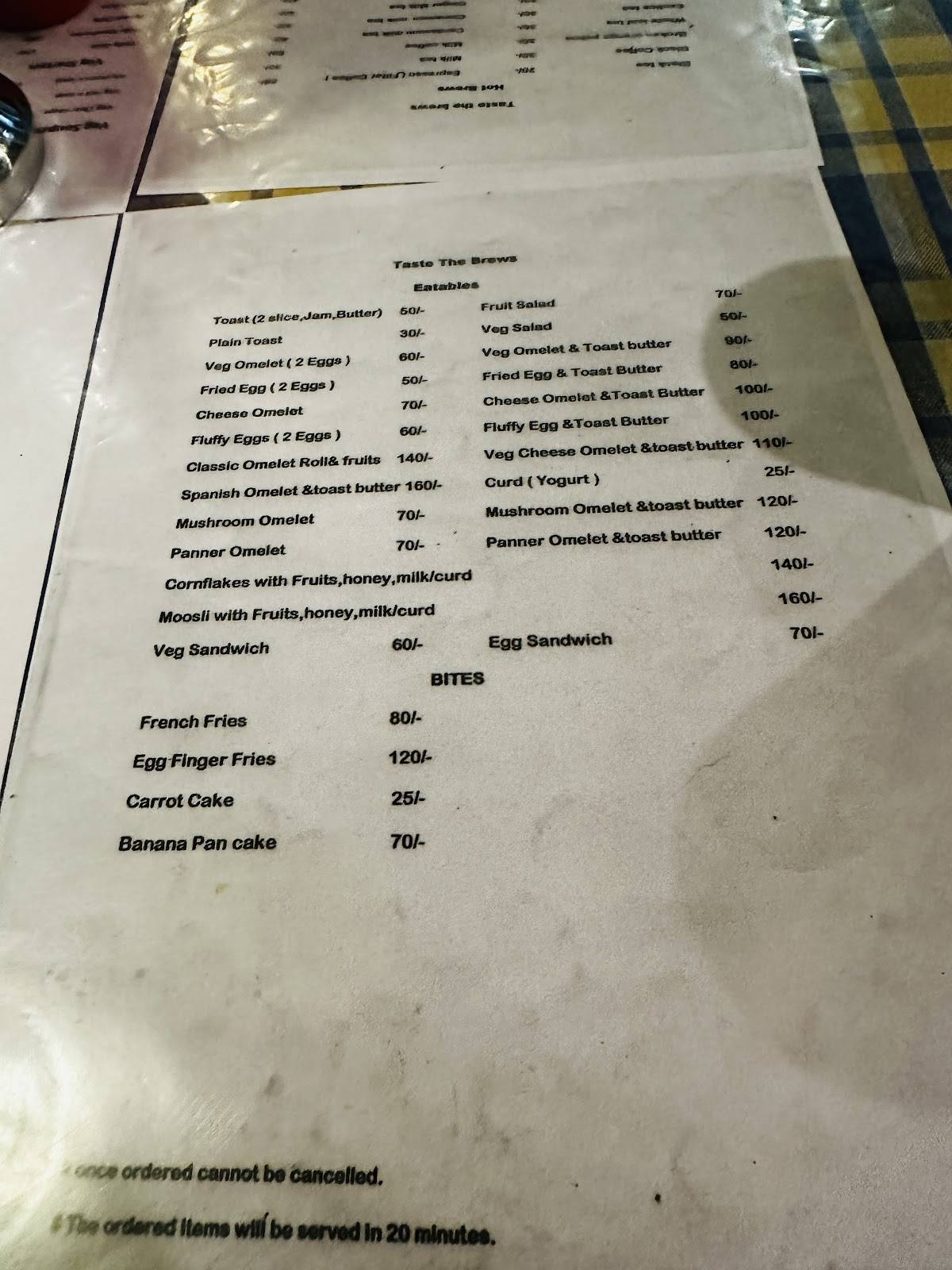 Cafe Arabia menu