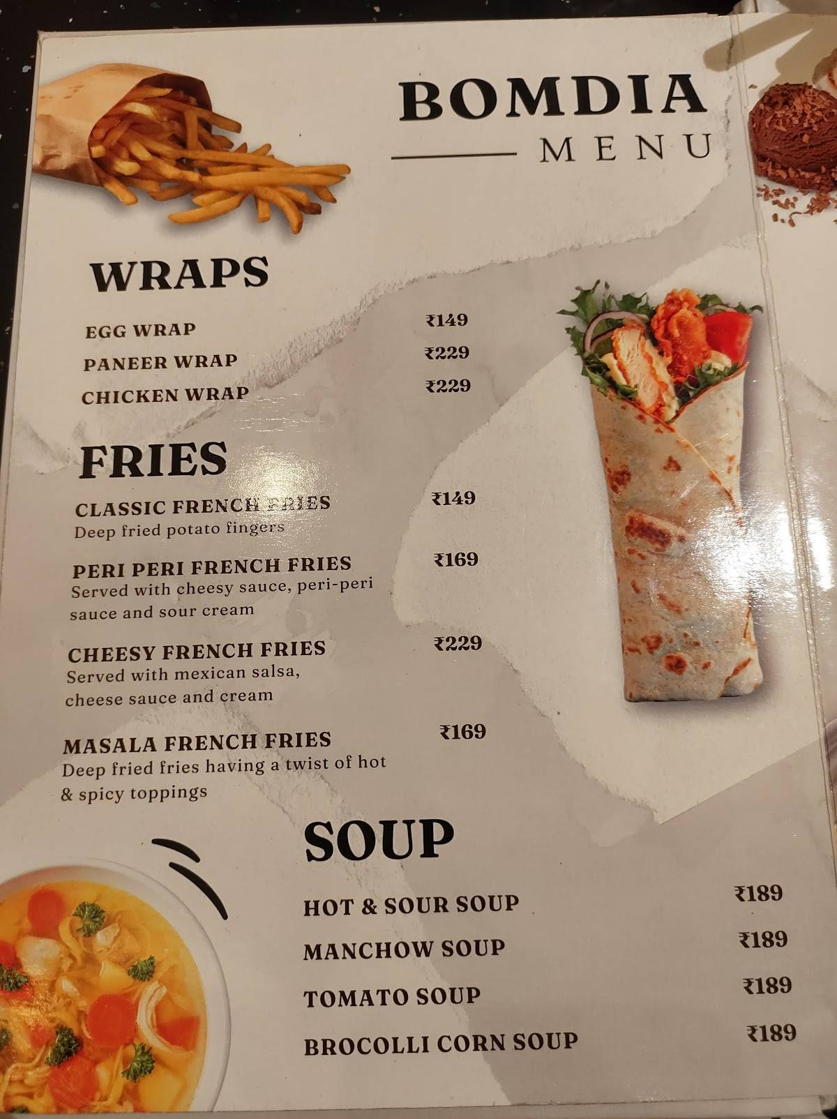 BOMDIA menu