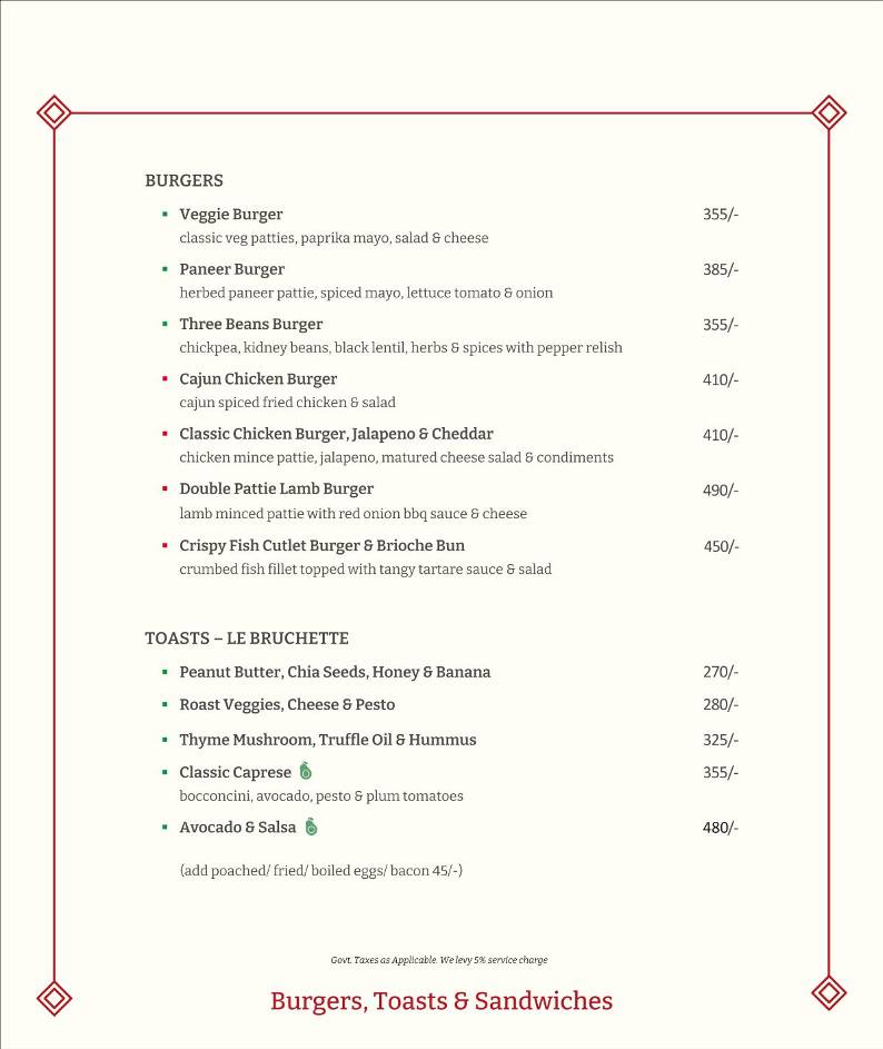 Café Bae menu