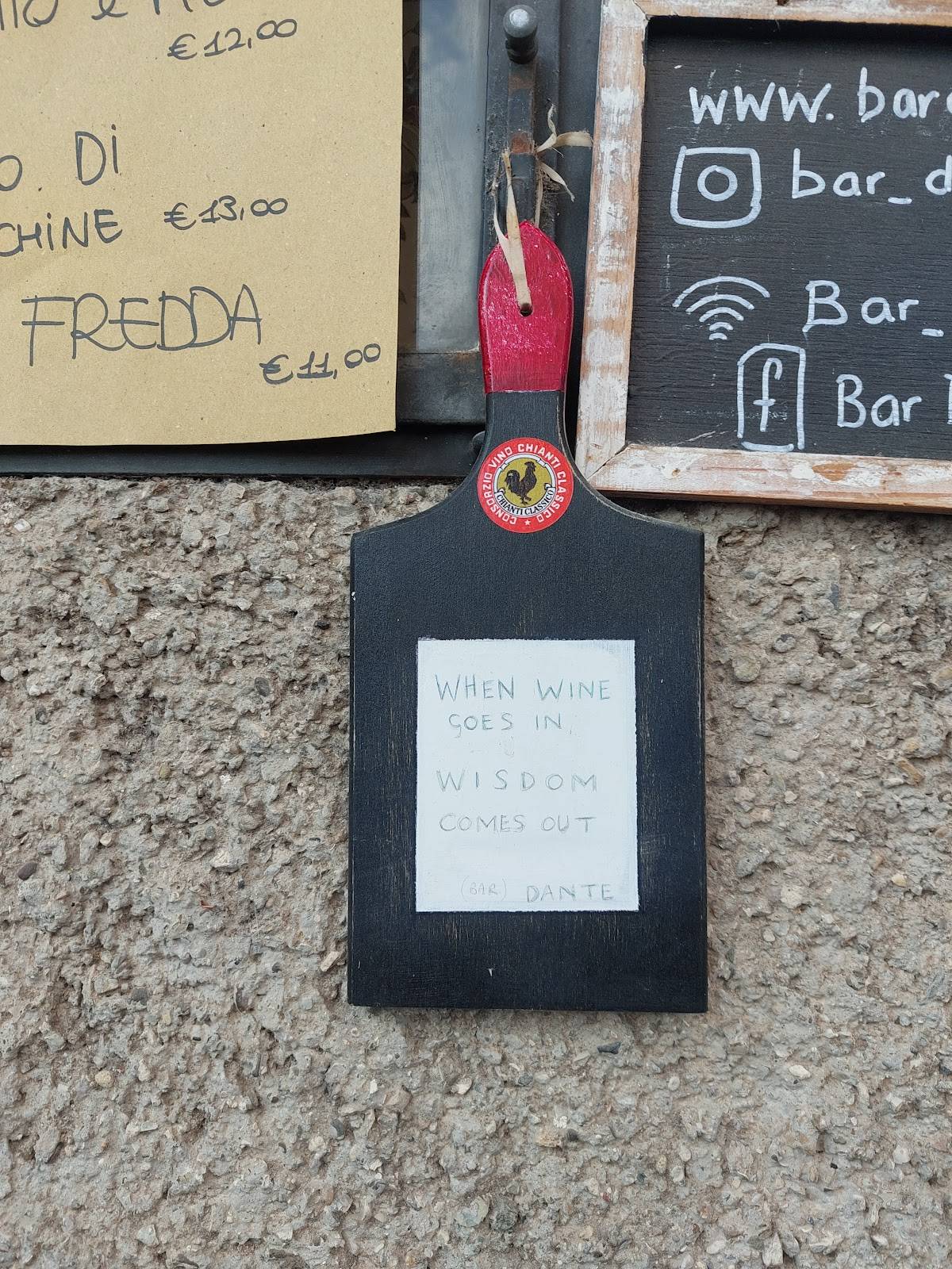 Menu di Bar Dante Alighieri 