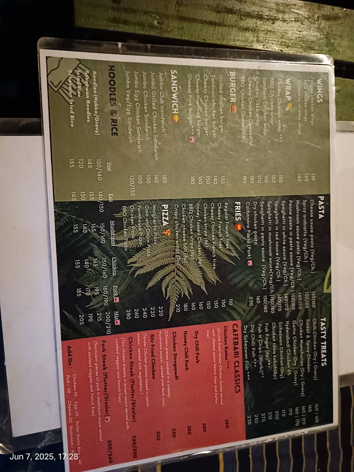 Cafe Bari menu
