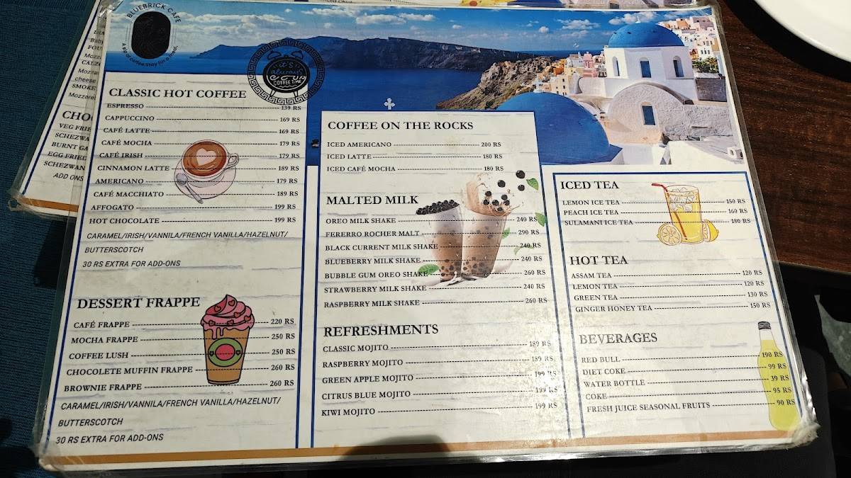 Bluebrick Cafe menu