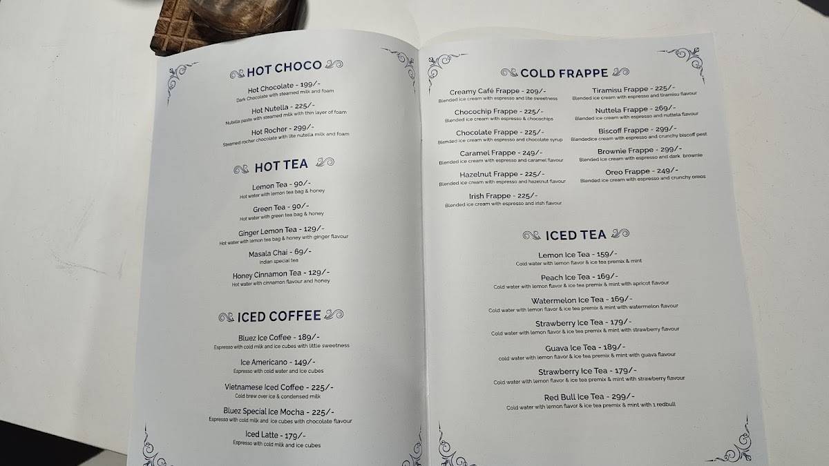 Cafe Bluez menu