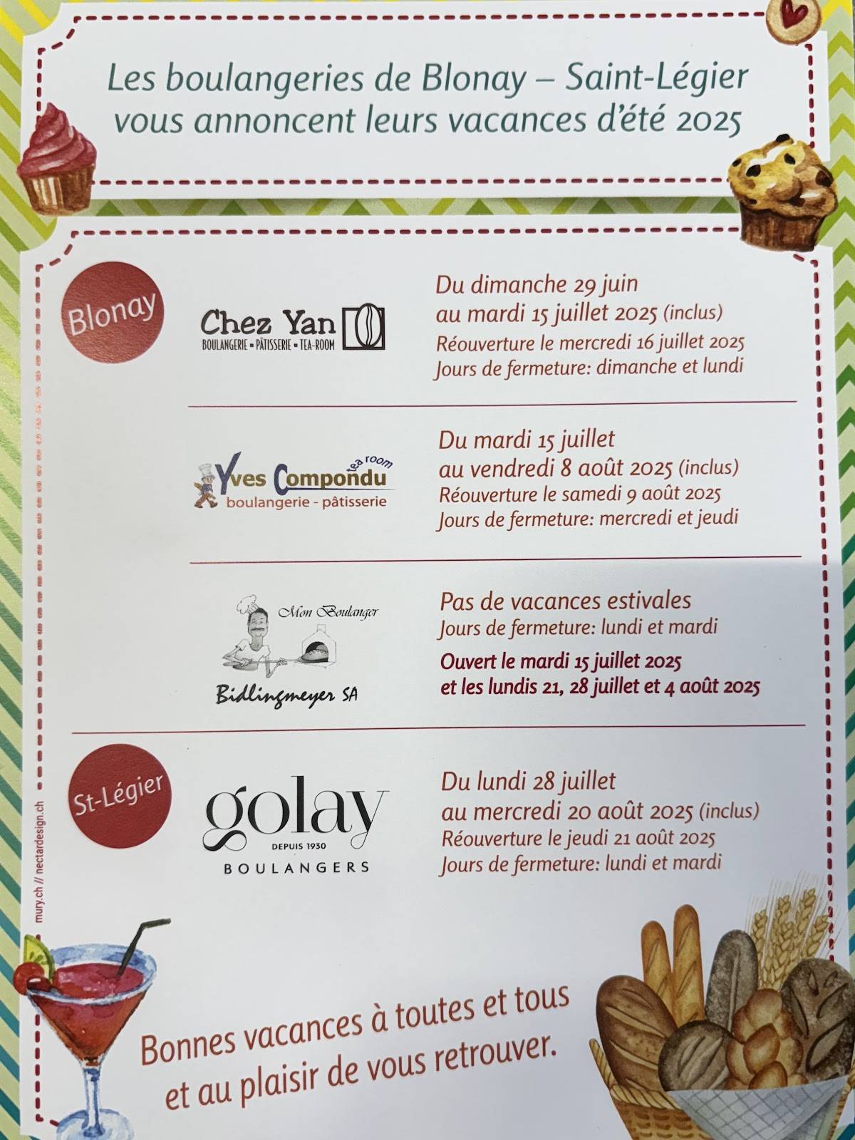 Menu di Boulangerie Chez Yan 