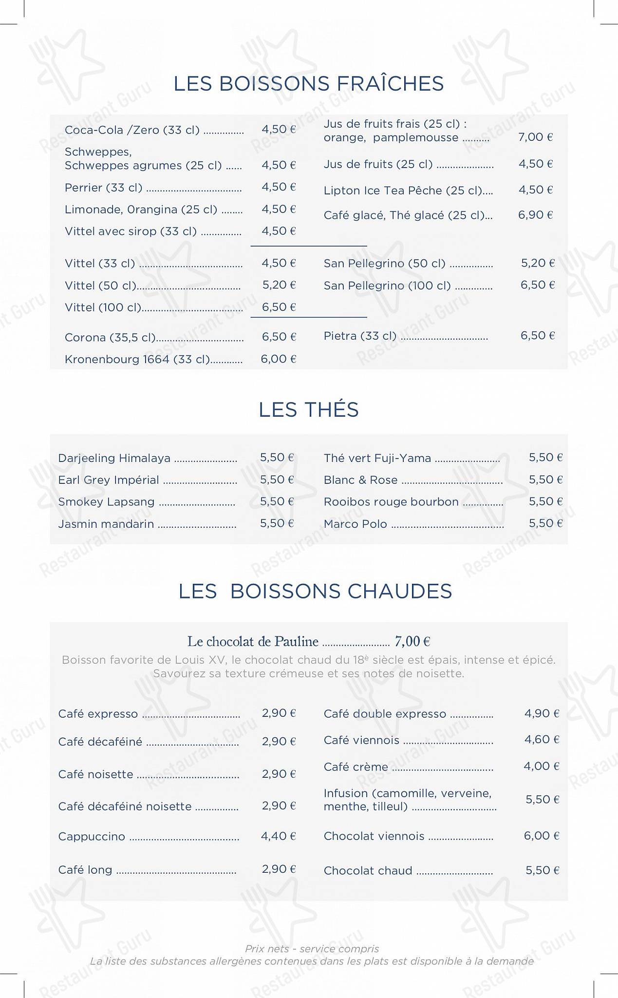 Menu pour Café Caumont