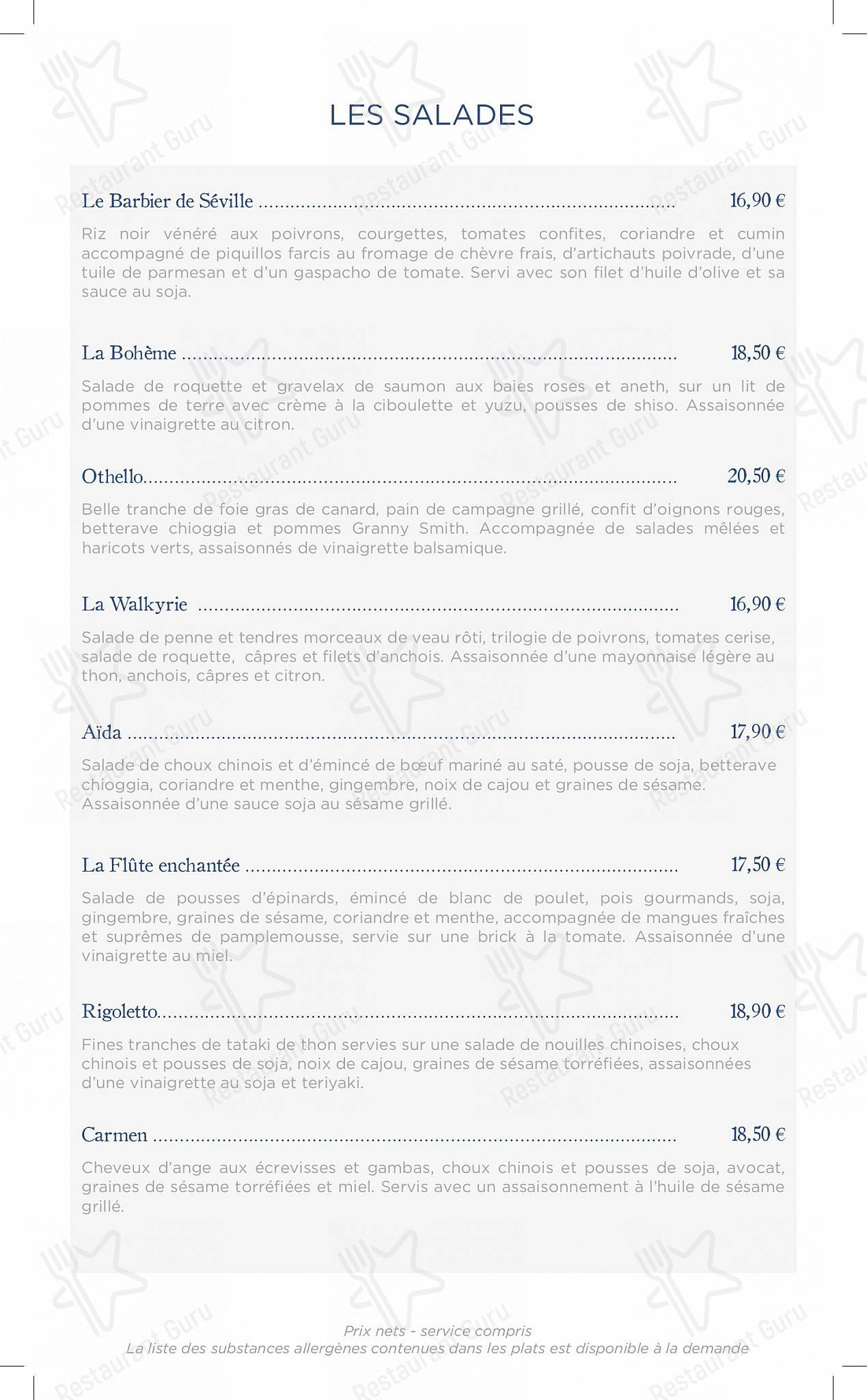 Menu pour Café Caumont