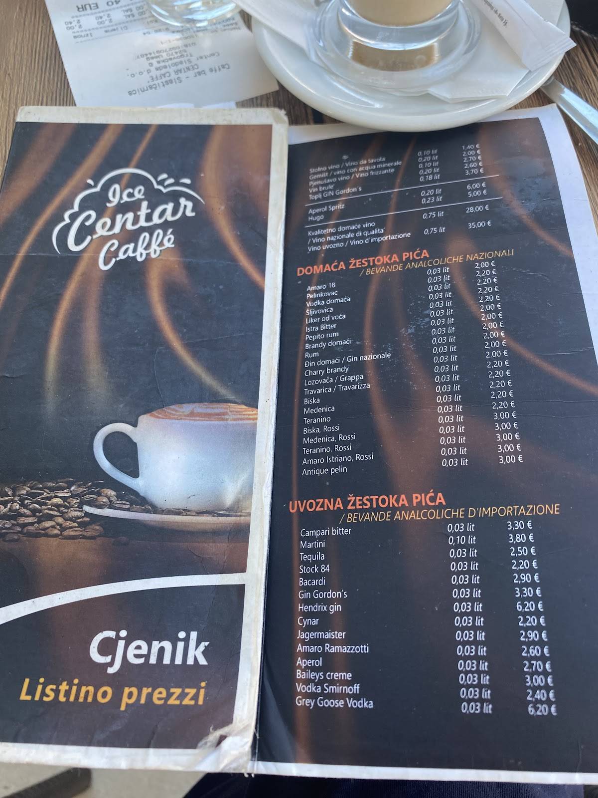 Menu di Centar caffe 