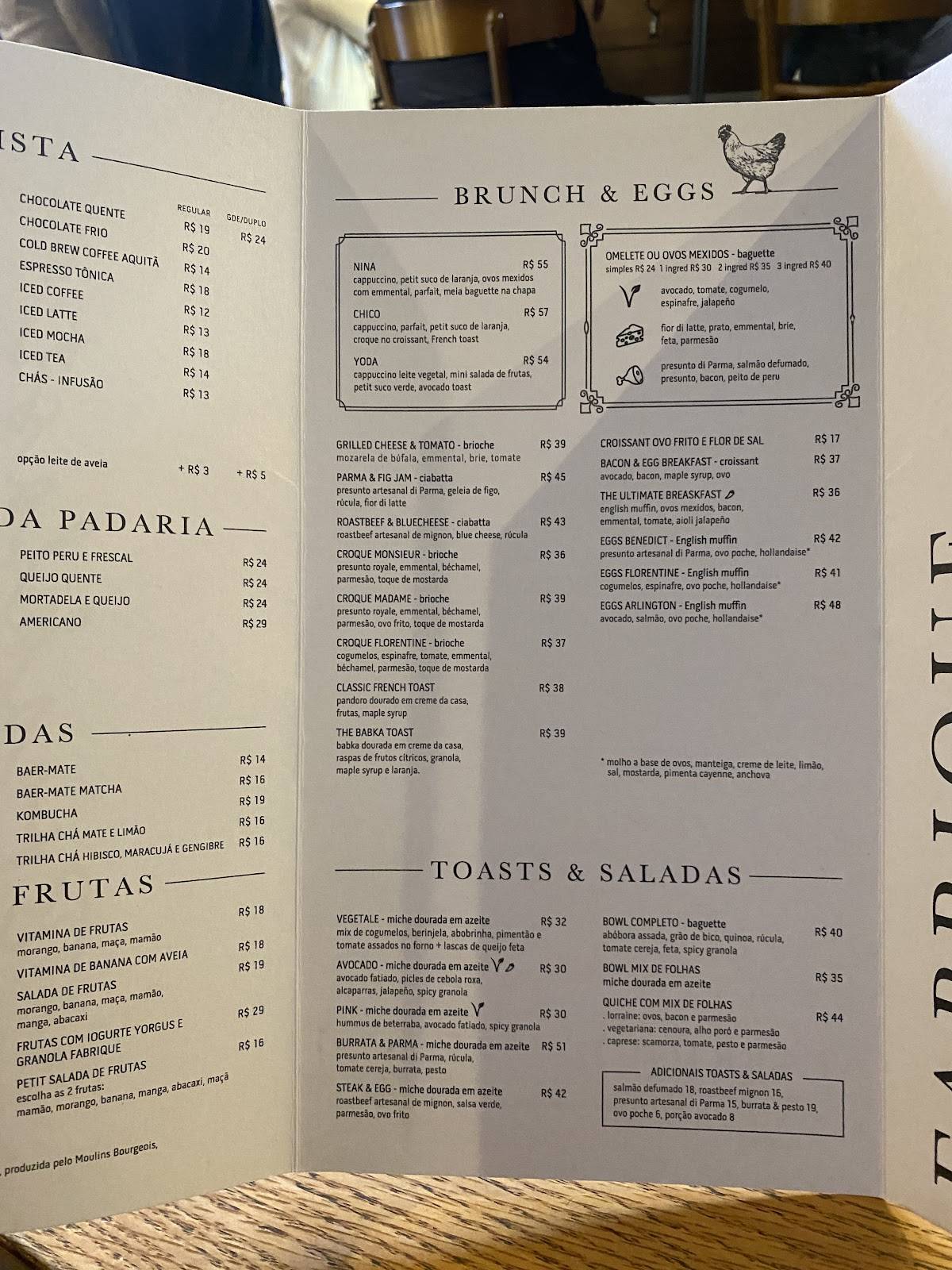 Fabrique Pão e Café cardápio