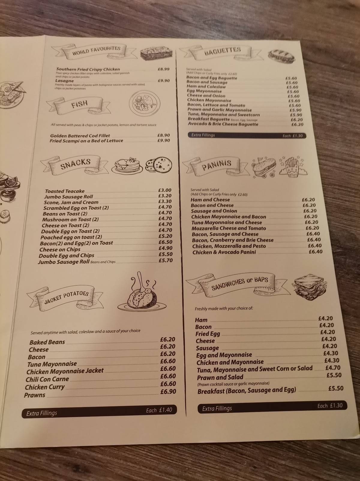 Menu at Hursley Cafe, Eastleigh